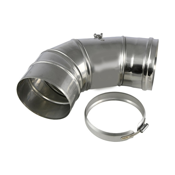 Coude de conduit de fumée Solarbayer VA 200 - 90°, avec bande de serrage, 530022400