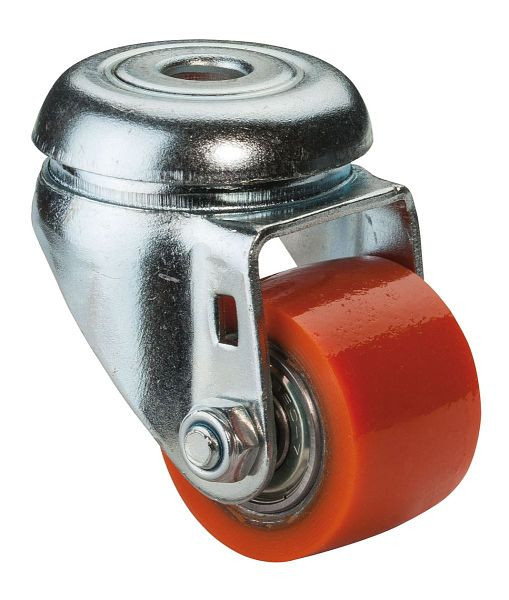 Roue compacte BS Wheels, largeur de roue 25 mm, Ø roue 35 mm, capacité de charge 100 kg, bande de roulement polyuréthane, corps de roue en acier, roulements à billes, lot de 2, A601.C10.035
