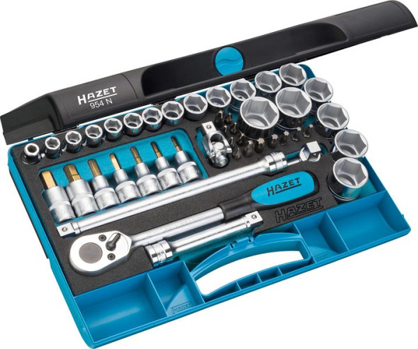 Jeu de clés à douilles Hazet, carré creux 12,5 mm, profil traction 6 pans mâles, profil Pozidriv PZ, profil Phillips PH, 954N