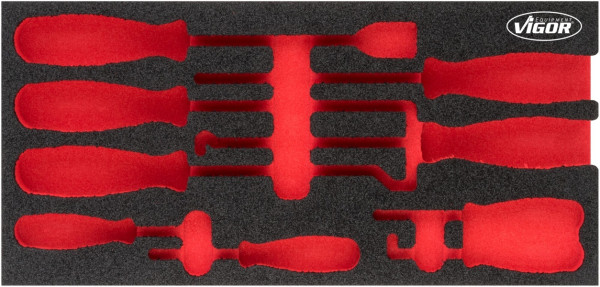 Inserts en mousse souple bi-composant VIGOR, dimensions insert / taille tiroir : S (188 x 393 x 35 mm), utilisation : V5070, V5070-L