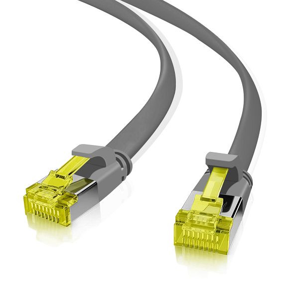 Helos câble patch ultra plat U/FTP Cat 6a gris 0,3m, 205218