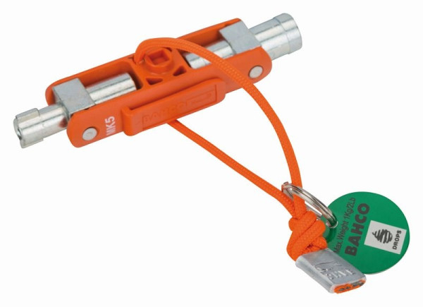 Clé de panneau universelle Bahco 5 en 1 avec cordon Dyneema pour travaux en hauteur, TAHMK5