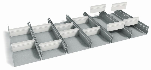 Kit de division de tiroirs émoussés pour tiroirs de grande capacité de 100 mm de hauteur pour armoires MovaFlex de 1000 mm de largeur, 7002106