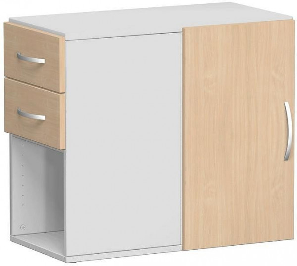 armoire complémentaire geramöbel avec tiroirs, porte tournante avec amortisseur de porte, utilisable à gauche ou à droite, 420x820x720, hêtre/gris clair, S-381300-BL