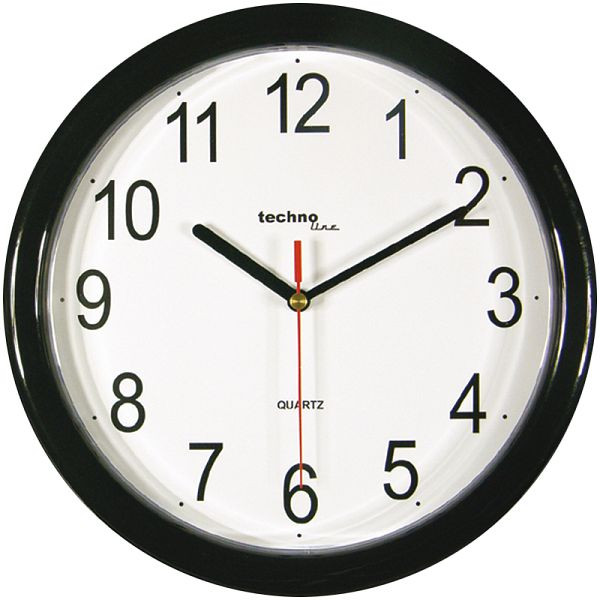 Horloge murale à quartz Technoline noir, cadre en plastique, dimensions : Ø 250 x 24 mm, WT 600 noir