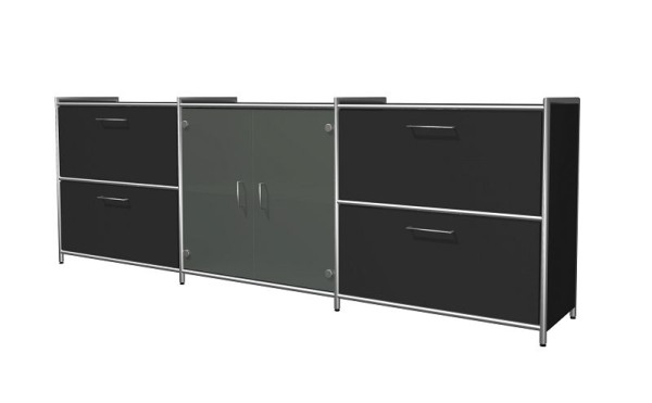 Buffet large Kerkmann avec 2 tiroirs, 2 OH, Artline, L 2360 x P 380 x H 780 mm, anthracite, 13732513