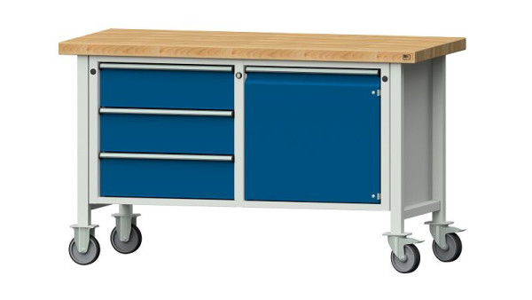 Etablis ANKE Etabli Box, modèle 106 V, 1500 x 700 x 900 mm, RAL 7035/5010, BMP 50 mm, mobile, 305.599