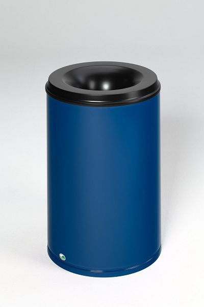 Corbeille à papier VAR, ignifuge, 110 L, tête d'extinction noir, bleu gentiane, 3181