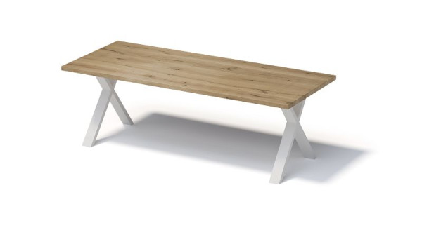 Bisley Fortis Table Regular, 2600 x 1000 mm, bord droit, surface huilée, cadre en X, surface: naturel / couleur du cadre: blanc trafic, F2610XP396