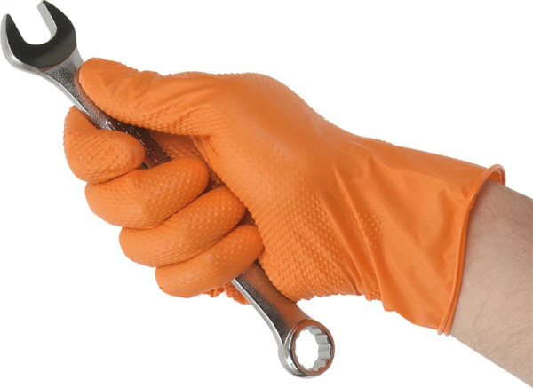 Gants jetables en nitrile Tiger Grip orange "TIGER GRIP" taille XXXL (80 pièces), TIGER GRIP XXXL