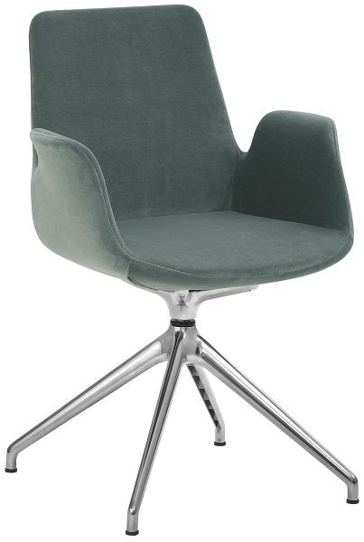 Fauteuil Mayer Sitzmöbel myHELIOS, revêtement d'assise et de dossier velours velours aqua, piètement étoile aluminium poli, 2009_S1_30606