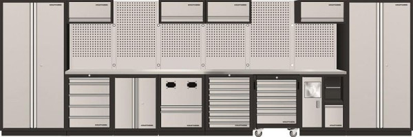 Kraftwerk Mobilio 8er Kombi, 2x armoire haute, chariot d'atelier, armoire basse, plaque en acier inoxydable, 3964QIX