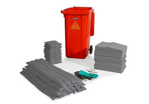 Kit d'urgence DENSORB en conteneur roulant B 24, rouge, version universelle, 270-386