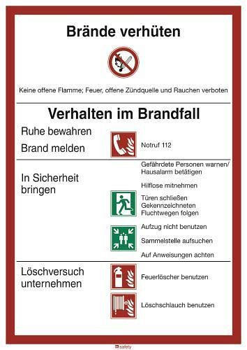 Notice de sécurité DENIOS "Règlement Sécurité Incendie", ISO 7010, plastique, 240-160