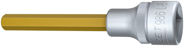 Douille tournevis Hazet, carré creux 12,5 mm, profil six pans creux, 8 mm, version longue avec moletage, 986L-8