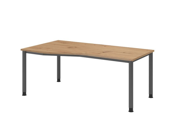 Bureau Hammerbacher HS18, 180 x 100/80 cm, plateau : chêne noueux, épaisseur 25 mm, structure 4 pieds en graphite, hauteur de travail 68,5-81 cm, VHS18/R/G