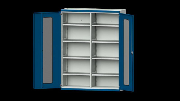 Etablis ANKE, armoire pour charges lourdes, modèle 401, 1485 x 500 x 1950 mm, zone de visualisation en plexiglas, RAL 7035/5010, 620.261