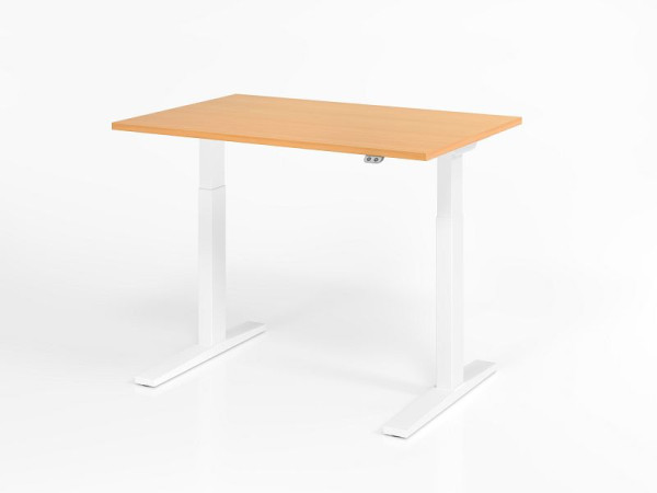Bureau Hammerbacher XMKA12, 120 x 80 cm, plateau : hêtre, épaisseur 25 mm, chant épais en ABS, forme rectangulaire, blanc, VXMKA12/6/W