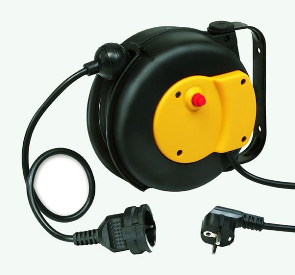 Enrouleur de câble Ebinger MINI ELEKTRIK, boîtier en plastique résistant aux chocs, résistant aux UV 6m de câble H05VV-F 3x1,5mm² classe de protection IP 42, 2.200.005