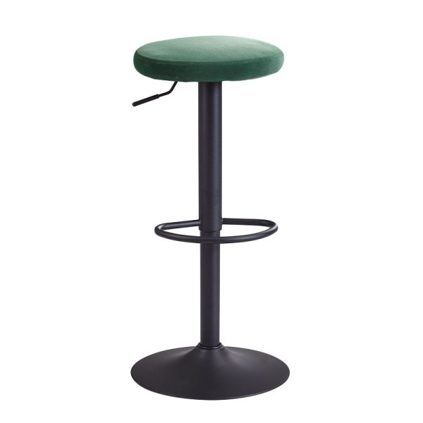 Tabouret de bar Wohnling tabouret vert velours sans dossier 58 - 79 cm, tissu / métal 100 kg, WL6.198
