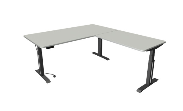Kerkmann Move Professional table assis/debout, L 2000 x P 1000 mm avec élément rapporté 1200 x 800 mm, réglable en hauteur électriquement 640-1290 mm, gris clair, 10073311