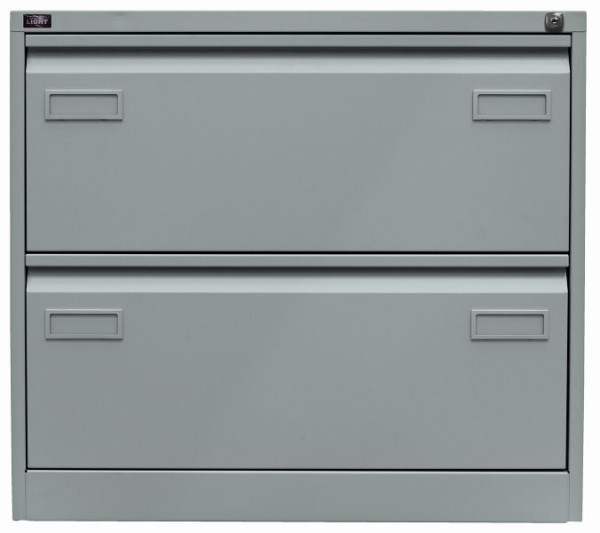 Classeur suspendu Bisley LIGHT, double rail 2 tiroirs HR, argent, CDF2355