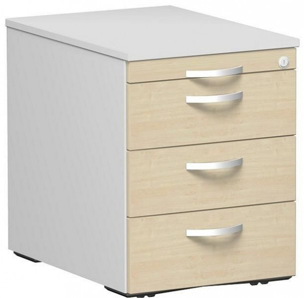 Conteneur mobile geramöbel avec 3 tiroirs en métal, guide de tiroir en métal, verrouillage centralisé, 438x600x565, érable/gris clair, N-0206SF3-AL