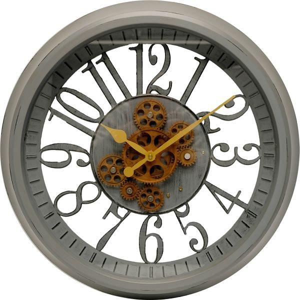 Horloge murale à quartz Technoline gris, engrenages mobiles grâce à des piles supplémentaires, dimensions : Ø 50,5 cm, WT 1580 gris