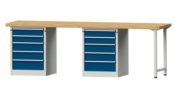 Établis ANKE Établi combiné, modèle 915 V, 2800 x 700 x 900 mm, RAL 7035/5010, BMP 50 mm, 415.131