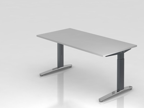 Bureau Hammerbacher pied C 160x80cm gris/graphite (poli), forme rectangulaire, VXB16/5/GC