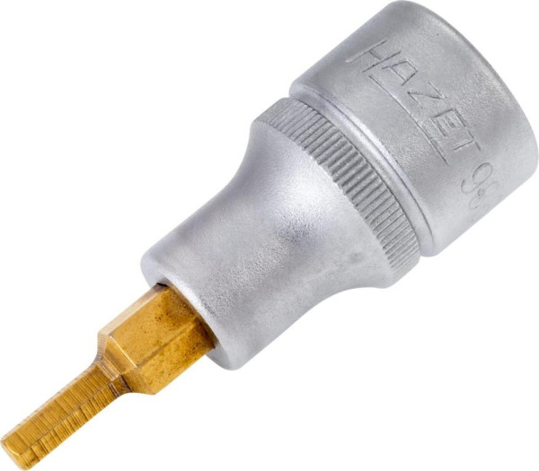Douille tournevis Hazet, carré creux 12,5 mm, profil six pans creux, 4 mm, version courte avec moletage, 986-4