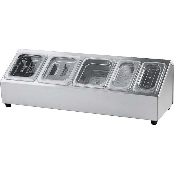 Support Stalgast pour bacs Gastronorm - 3 x GN 1/6 (150 mm) et 2 x GN 1/9 (150 mm), KK0802169