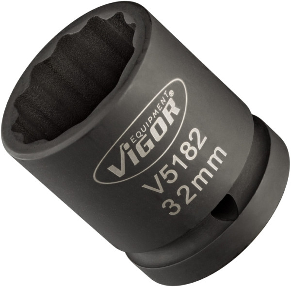 Douille pour clé à chocs VIGOR, carré creux 20 mm (3/4 pouce), profil extérieur double six pans, 32 mm, V5182