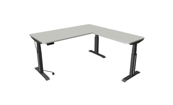 Kerkmann Move Professional table assis/debout, L 1800 x P 800 mm avec élément rapporté 1000 x 600 mm, réglable en hauteur électriquement 640-1290 mm, gris clair, 10073111
