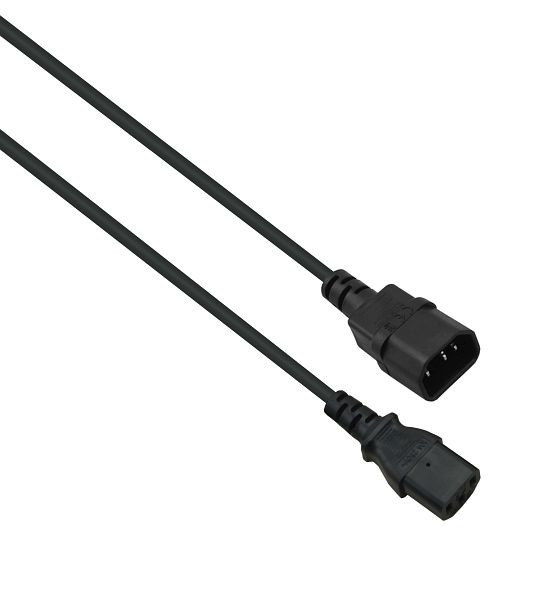 Câble d'extension pour appareil froid Helos, C13 vers C14, noir, 1,0 m, 262659