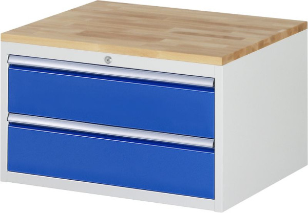 Armoire à tiroirs RAU série 7000, L770 x P650 x H465 mm, 2 x tiroirs taille XL 2xH180 mm, plan de travail en hêtre massif, épaisseur 25 mm, 03-XL2.0A-B.11