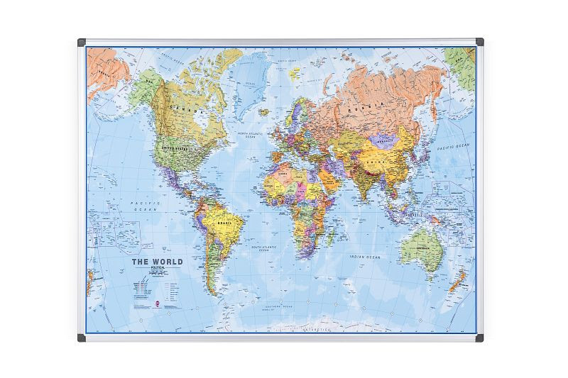 Carte du monde magnétique Bi-Office Maya 120x90cm, MAP0100802