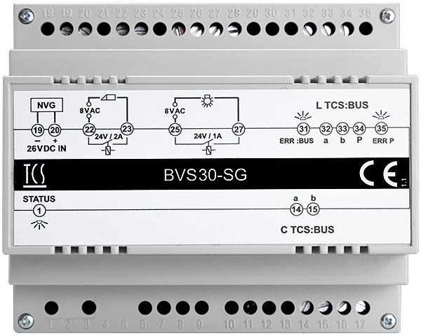 Unité d'alimentation et de commande TCS pour sous-systèmes sur 1 ligne, rail DIN 6 TE, BVS30-SG