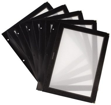 Inserts Contacto, noirs, pour dossier de menu 5830 (bois), lot de 5, 5830/902