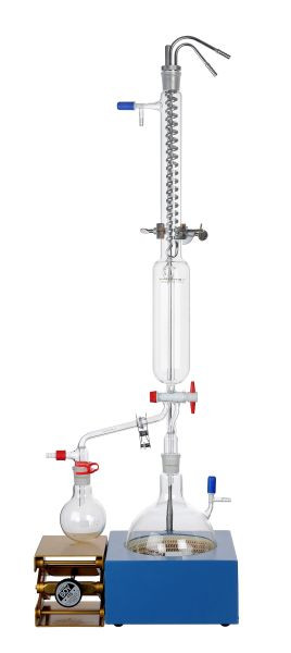 Appareil de circulation de solvant Rettberg, version longue, avec condenseur Dimroth en acier inoxydable, avec robinet breveté en PTFE, 137020000