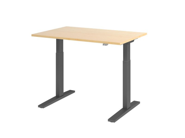 Bureau Hammerbacher XMKA12, 120 x 80 cm, plateau : érable, épaisseur 25 mm, chant épais en ABS, forme rectangulaire, graphite, VXMKA12/3/G