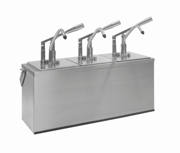 Distributeur doseur à levier / distributeur de sauce Schneider "Cool", 585x185x375 mm - 3x3 litres, 152419
