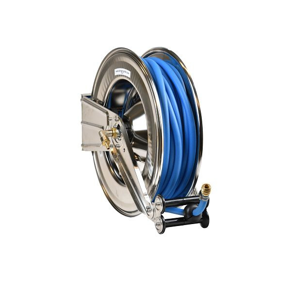 Enrouleur Ebinger OSM 510, max.17bar, 25m - 12,5mm ID Tuyau d'air comprimé en PVC, boîtier : acier inoxydable, 1.514.103