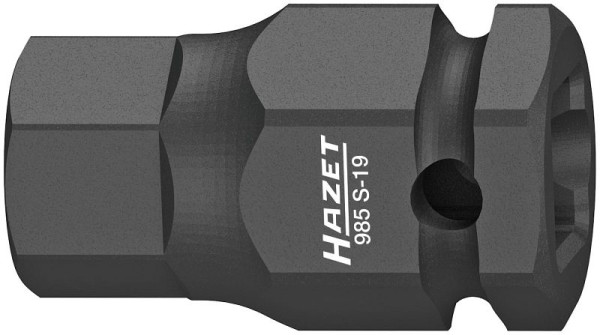 Douille tournevis machine à choc Hazet, carré creux 12,5 mm, profil six pans creux, 19 mm, version courte, 985S-19