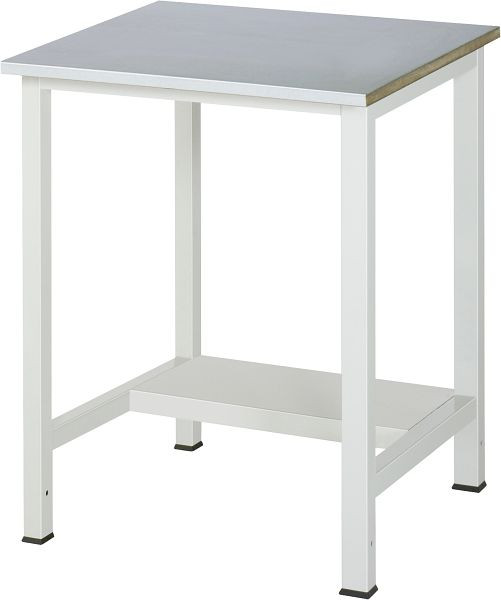 Table de travail RAU série 900, L750 x P800 x H825 mm, plan de travail recouvert de tôle d'acier inoxydable, épaisseur 25 mm, avec étagère en bas, profondeur 320 mm, 03-900-3-ES25-07.12