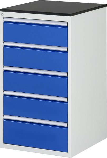 Armoire à tiroirs RAU série 7000, L580 x P650 x H1030 mm, 5 x taille de tiroir L 4xH180, 1xH210 mm, plan de travail avec revêtement en résine mélamine, 03-L7.5A-M.11