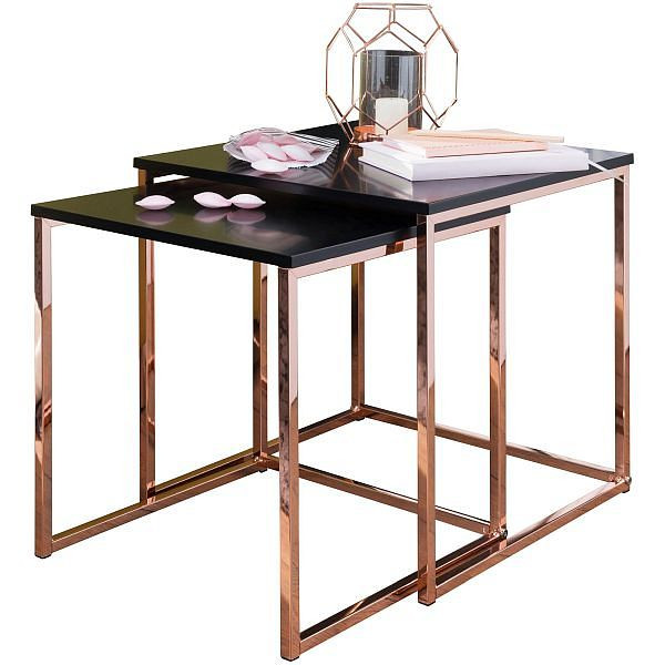 Wohnling table gigogne CALA noir / cuivre, MDF / métal, WL5.788