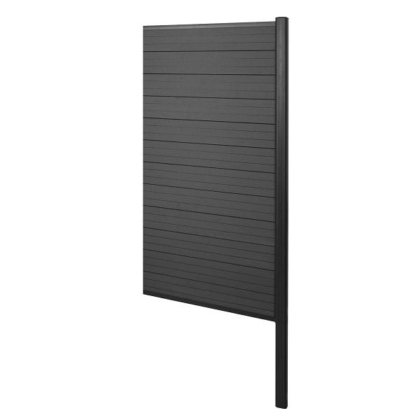 Brise-vue Mendler WPC Sarthe, clôture pare-vent, poteau aluminium à bétonner, élément d'extension étroit, 95cm anthracite, 76245+3x76239+76242+76266