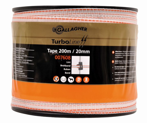 Gallagher TurboLine haut débit 20 mm 200 m blanc, 007608