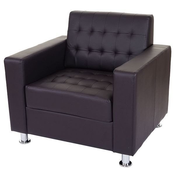 Fauteuil Mendler Kunda, chaise longue, cuir artificiel, pieds en métal, café, 51631+51632